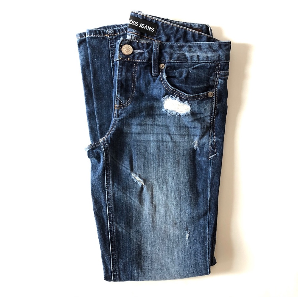 Express Stella Distressed Skinny Low Rise Jeans - Picture 2 of 8